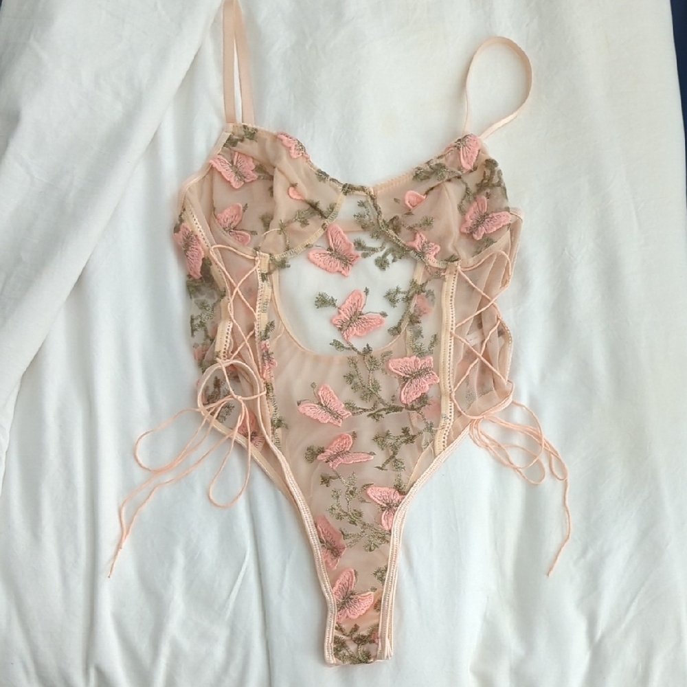 Sheer Floral Embroidered Bodysuit